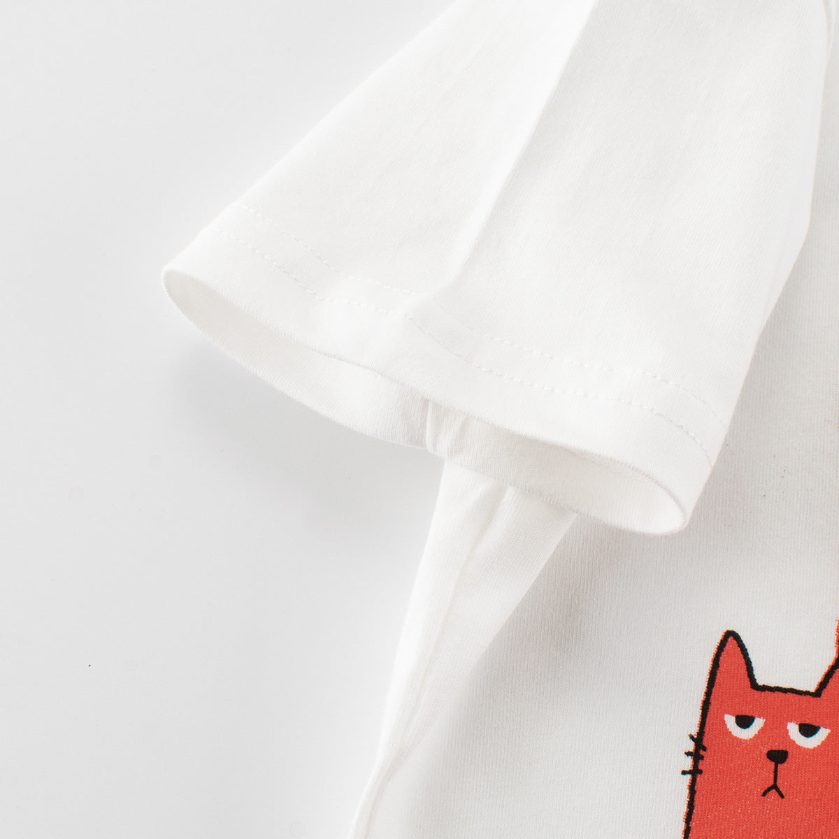 Summer Girls’ Cartoon Cats Pattern Printed T-shirt in European and American Style, MyKids-USA®, Baby & Toddler Tops, MyKids-USA -  -  -  -  -  -  - 