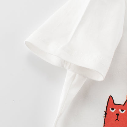 Summer Girls’ Cartoon Cats Pattern Printed T-shirt in European and American Style, MyKids-USA®, Baby & Toddler Tops, MyKids-USA -  -  -  -  -  -  - 