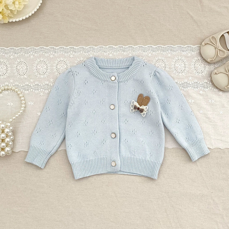 Autumn Arrival Baby Girls Comfortable Hollow-out Pattern Knitted Long Sleeves Cardigan, MyKids-USA®, Cardigans, MyKids-USA -  -  -  -  -  -  - 