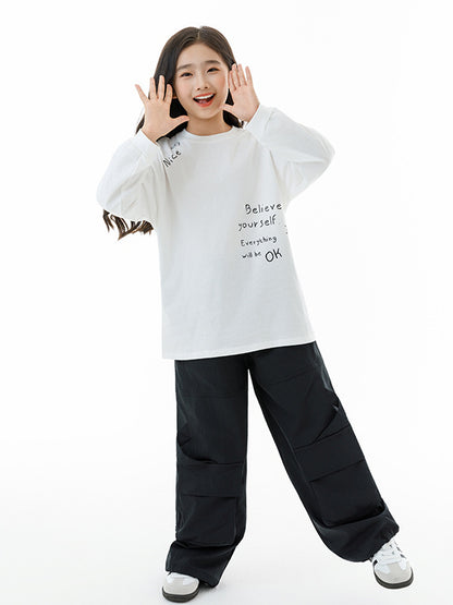 Arrival Autumn Kids Girls Long Sleeves Letters Pattern Sweatshirt and Black Pants Clothing Set