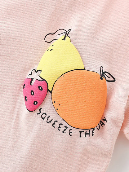 Arrival Summer Baby Kids Girls Short Sleeves Fruits Pattern T-shirt and Pants Clothing Set