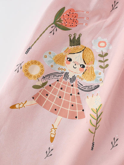 MyKids-USA® Autumn Arrival Baby Kids Girls Princess Cartoon Pattern Long Sleeves Dress