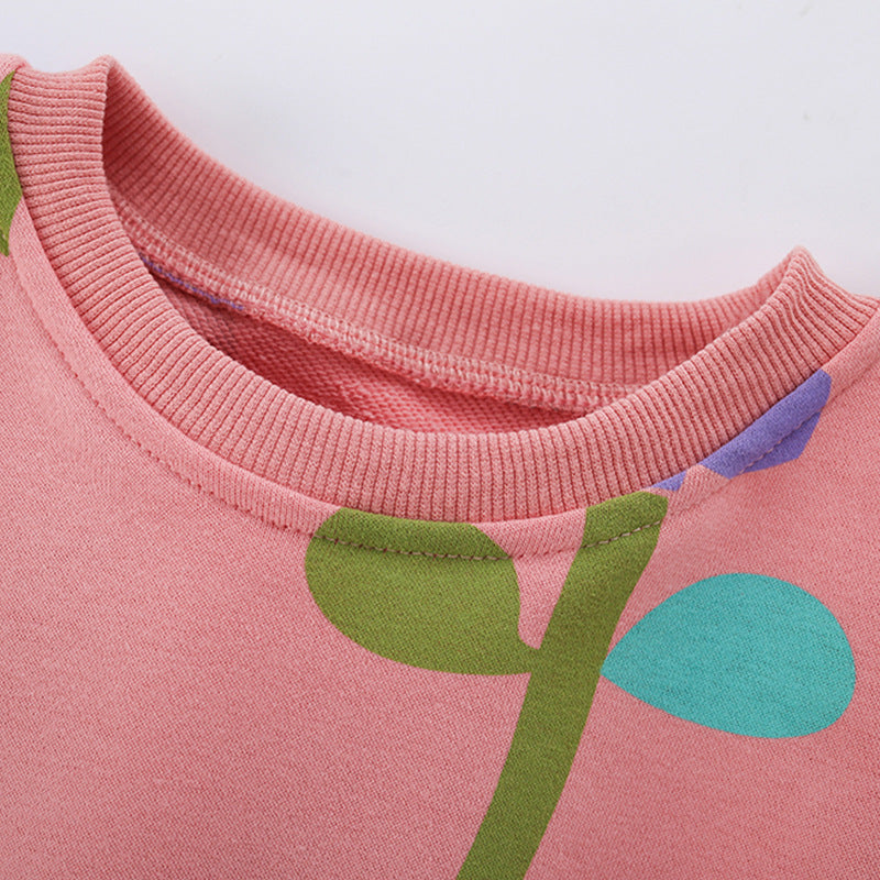 Spring and Autumn Girls Floral Pattern Long Sleeves Pullover and Blue Pants Clothing Set, MyKids-USA®, Baby & Toddler Outfits, MyKids-USA -  -  -  -  -  -  - 