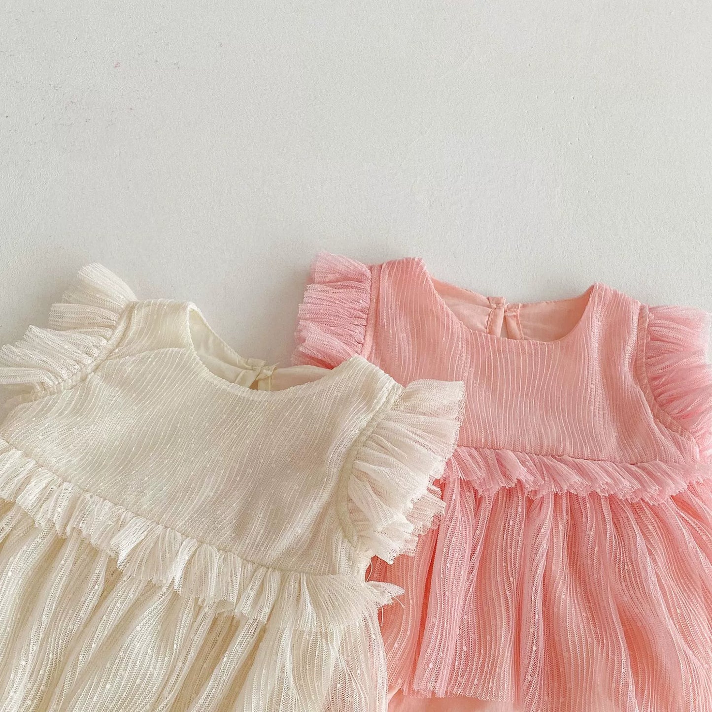 Summer Arrival Baby Girls Solid Color Fly Sleeves Tulle Design Onesies, MyKids-USA®, Baby One-Pieces, MyKids-USA -  -  -  -  -  -  - 