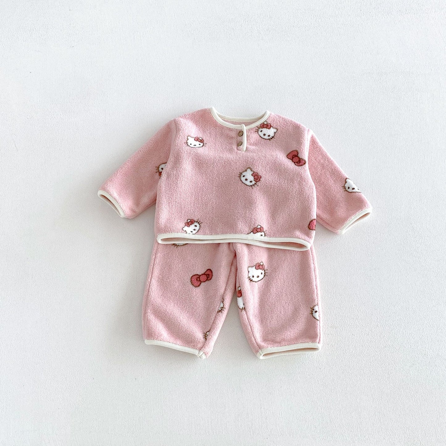 MyKids-USA® Hot Selling Winter Baby Kids Long Sleeves Fleeece-Lined Cartoon Top and Pants Set