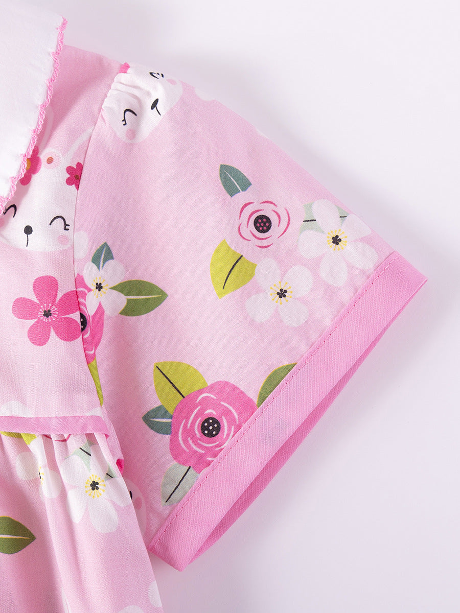 Summer Arrival Flowers and Cartoon Pattern Short Sleeves Dress for Stylish Girls, MyKids-USA®, Baby & Children's Dresses, MyKids-USA -  -  -  -  -  -  - .