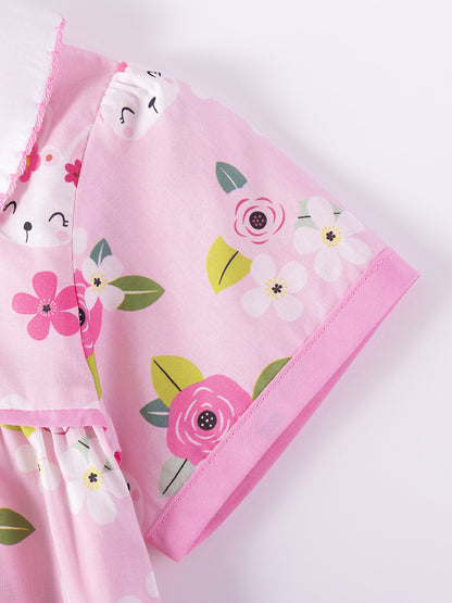 Summer Arrival Flowers and Cartoon Pattern Short Sleeves Dress for Stylish Girls, MyKids-USA®, Baby & Children's Dresses, MyKids-USA -  -  -  -  -  -  - .