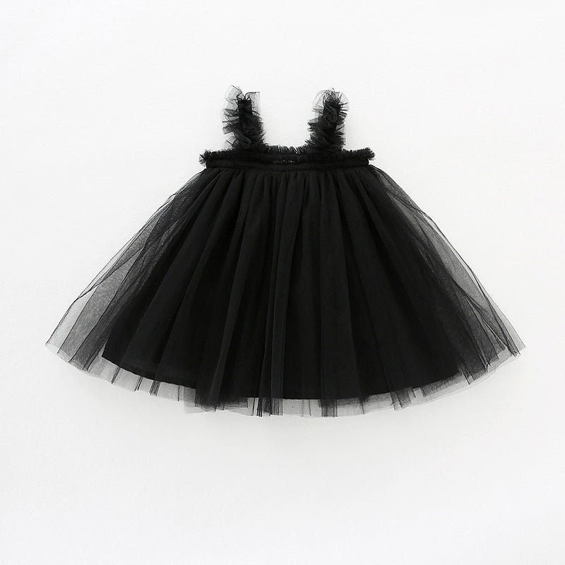 Summer Baby Kids Girls Sleeveless Plain Tulle Strap Dress, MyKids-USA®, Baby & Children's Dresses, MyKids-USA - Size/Age - 80 (9-12M) - Color - Black -  -  - TR2605162234-A.