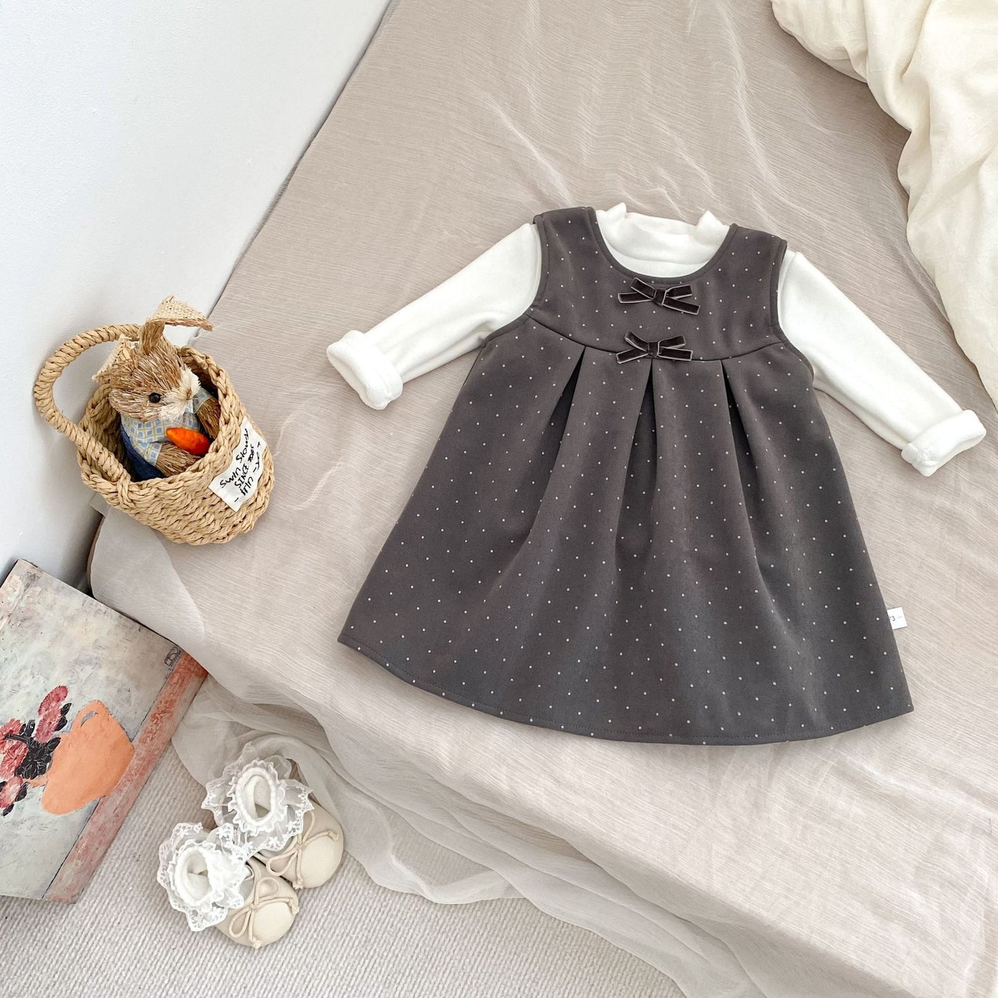 Winter and Autumn Baby Kids Girls Sleeveless Dots Pattern Dress and Plain Top Clothing Set, MyKids-USA®, Baby & Toddler Outfits, MyKids-USA -  -  -  -  -  -  - 