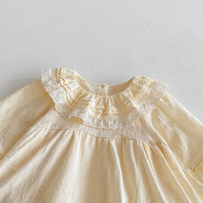 Autumn Arrival Baby Girls Long Sleeves Lace Trim Dress Design Onesies, MyKids-USA®, Baby & Toddler Dresses, MyKids-USA -  -  -  -  -  -  - 