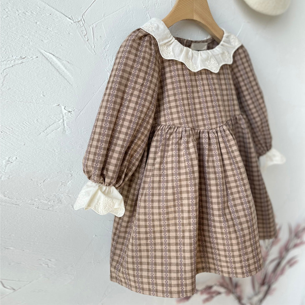 Autumn Infant Baby Girl Grid Design Dress & bodysuit 80 (9-12M) / Coffee Autumn Infant Baby Girl Grid Design Dress & bodysuit 80 (9-12M) / Coffee