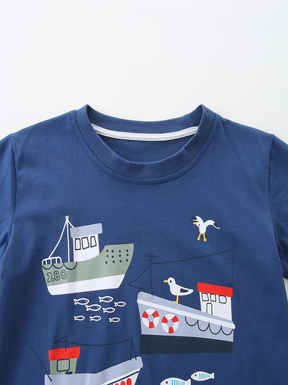 Summer Baby Kids Casual Cartoon Pattern T-shirt Clothing Set for Boys