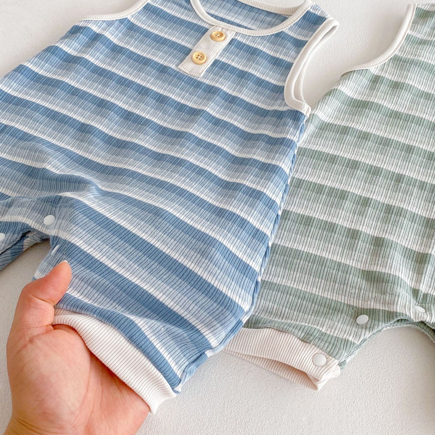 Summer Arrival Baby Unisex Casual Striped Sleeveless Rompers, MyKids-USA®, Baby One-Pieces, MyKids-USA -  -  -  -  -  -  - 