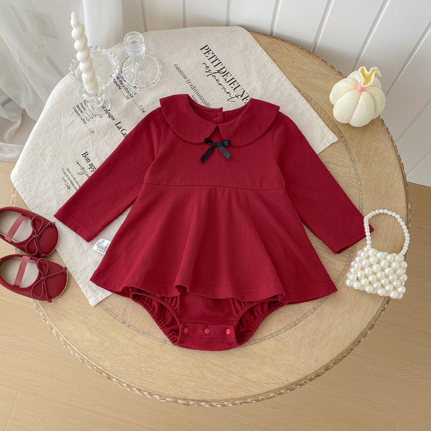 Autumn Hot Selling Baby Girls Red Long Sleeves Butterfly-bow Decorated Onesies Bodysuits, MyKids-USA®, Baby One-Pieces, MyKids-USA -  -  -  -  -  -  - 