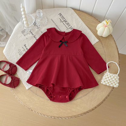 Autumn Hot Selling Baby Girls Red Long Sleeves Butterfly-bow Decorated Onesies Bodysuits, MyKids-USA®, Baby One-Pieces, MyKids-USA -  -  -  -  -  -  - 