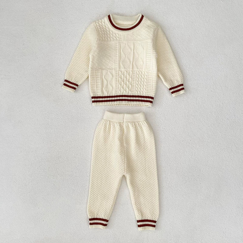 Arrival Autumn Baby Unisex Long Sleeves Geometric Jacquard Pattern Knitted Top Sweater and Long Trousers Clothing Set, MyKids-USA®, Baby & Toddler Outfits, MyKids-USA - Size/Age - 66 (3-6M) - Color - Beige -  -  - TR2507172022-A