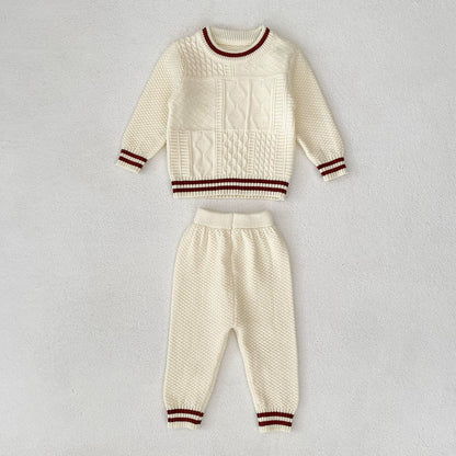 Arrival Autumn Baby Unisex Long Sleeves Geometric Jacquard Pattern Knitted Top Sweater and Long Trousers Clothing Set, MyKids-USA®, Baby & Toddler Outfits, MyKids-USA - Size/Age - 66 (3-6M) - Color - Beige -  -  - TR2507172022-A