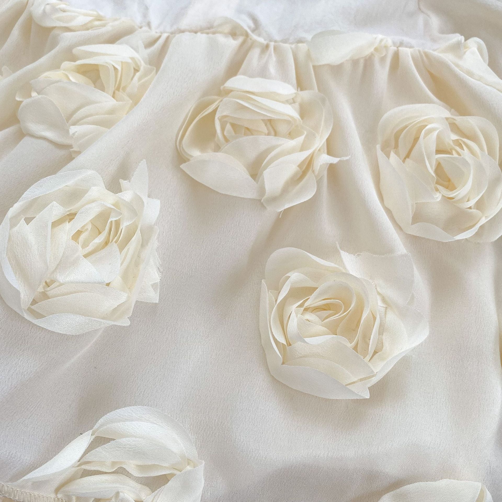 Autumn Arrival Baby Girls Long Sleeves Solid Color 3D Tulle Flowers Attached Bodysuits Dress, MyKids-USA®, Baby & Toddler Dresses, MyKids-USA -  -  -  -  -  -  - 