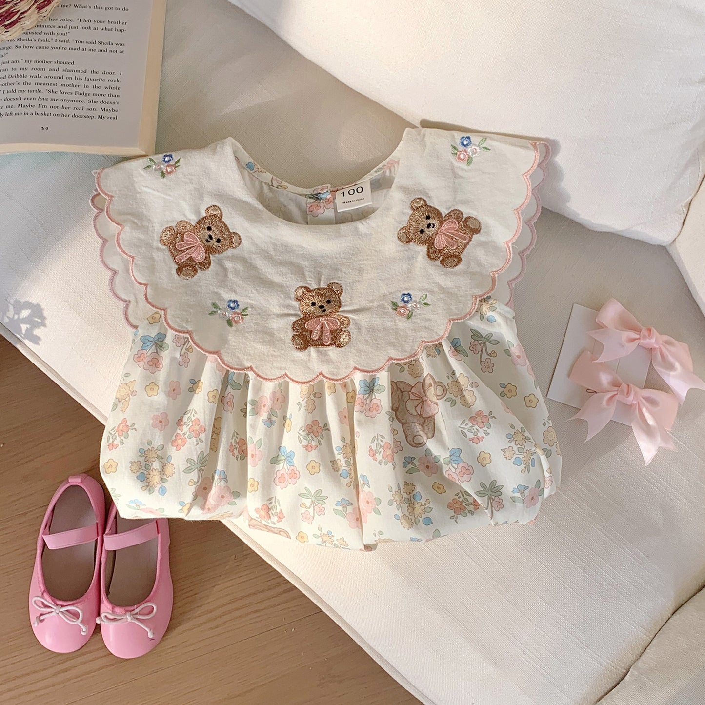 Summer Baby Kids Girls Sleeveless Teddy Bear and Flowers Pattern Dress, MyKids-USA®, Baby & Toddler Dresses, MyKids-USA -  -  -  -  -  -  - 