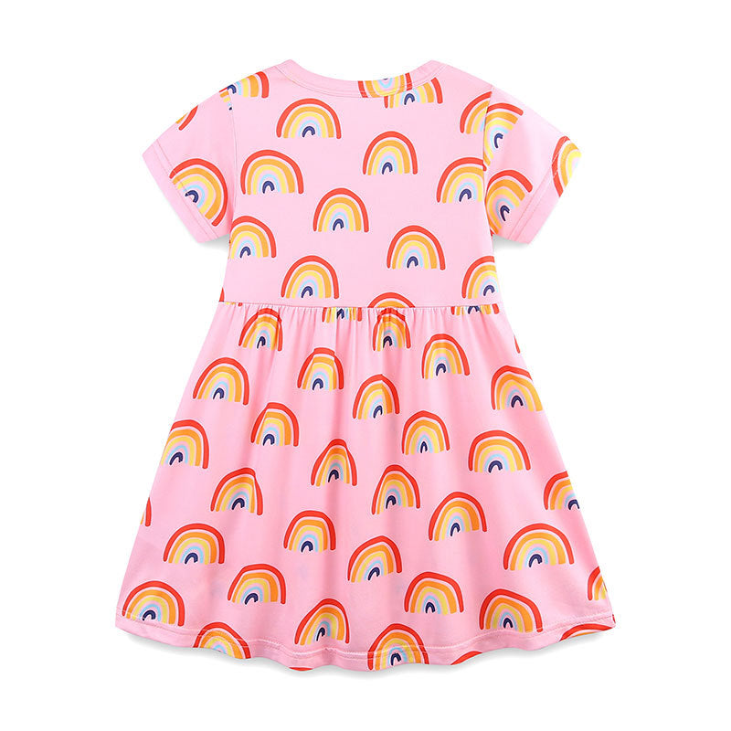 Summer Arrival Colorful Rainbows Pattern Short Sleeves Dress for Stylish Girls, MyKids-USA®, Baby & Toddler Dresses, MyKids-USA -  -  -  -  -  -  - 