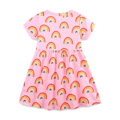 Summer Arrival Colorful Rainbows Pattern Short Sleeves Dress for Stylish Girls, MyKids-USA®, Baby & Toddler Dresses, MyKids-USA -  -  -  -  -  -  - 