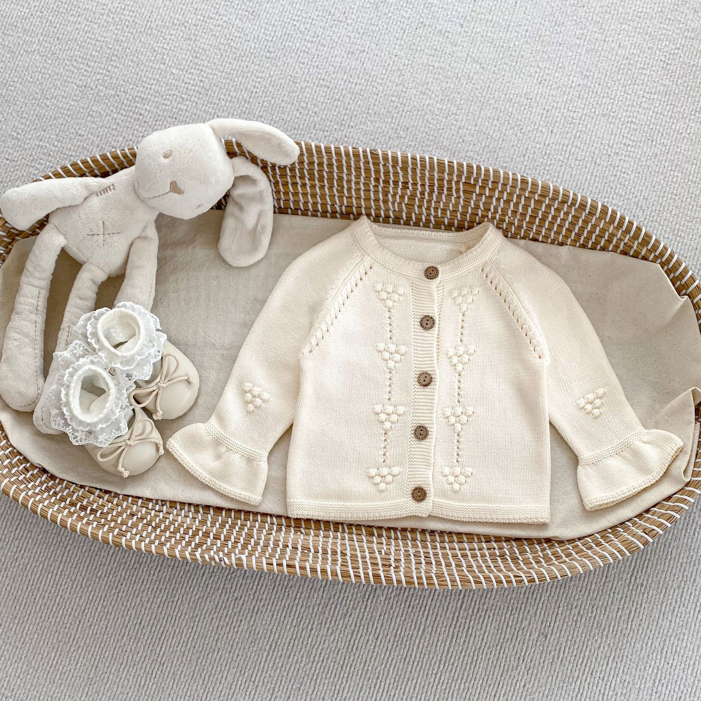 Autumn Arrival Baby Kids Girls Comfortable Solid Color Jacquard Pattern Knitted Long Sleeves Cardigan, MyKids-USA®, Baby & Toddler Outerwear, MyKids-USA - Size/Age - 66 (3-6M) - Color - Beige -  -  - TR2410071639-A