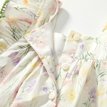 Summer Baby Kids Floral Pattern Fly Sleeves Top Dress and Green Shorts Clothing Set for Girls, MyKids-USA®, Baby & Toddler Outfits, MyKids-USA -  -  -  -  -  -  - 