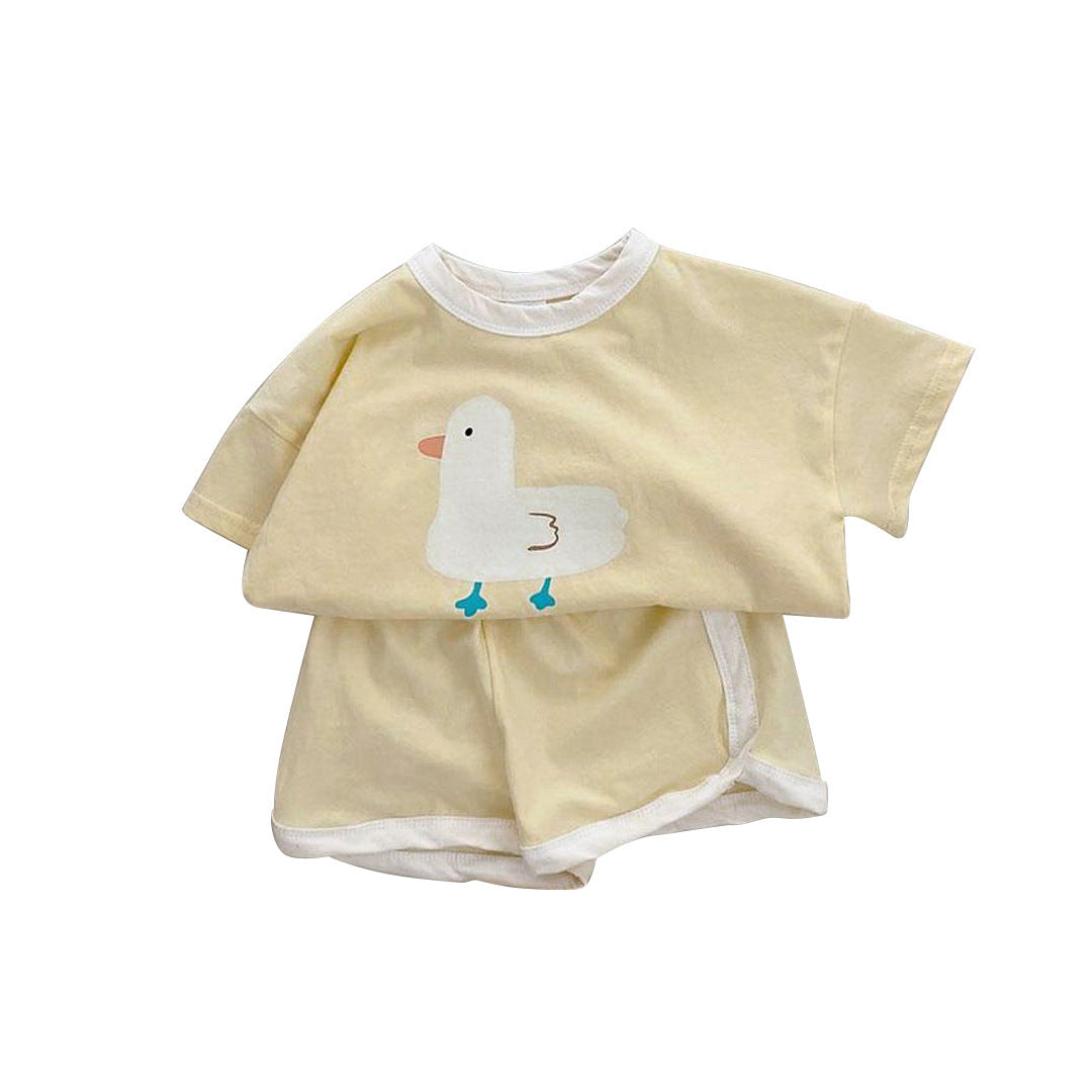 Arrival Summer Baby Kids Short Sleeves Cartoon Pattern T-shirt and Shorts Clothing Set