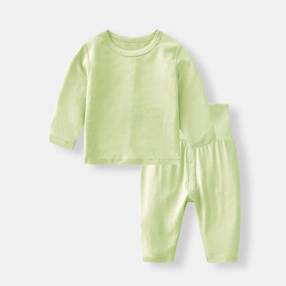 Design Autumn Baby Kids Unisex Long Sleeves Solid Color Top with Pants Set