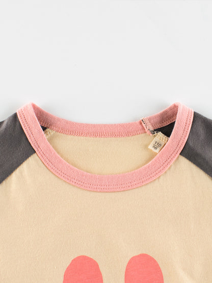 Rabbit Sweet Smile Print Girls’ Patchwork T-Shirt In European And American Style For Summer, MyKids-USA®, Baby Activity Tops, MyKids-USA -  -  -  -  -  -  - 