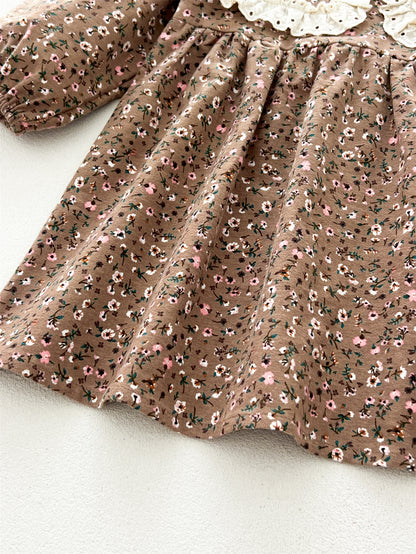 Spring Arrival Baby Girls Long Sleeves Vintage Floral Pattern Dress, MyKids-USA®, Baby & Toddler Dresses, MyKids-USA -  -  -  -  -  -  - 