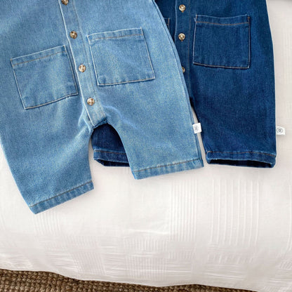 Autumn and Spring Arrival Baby Unisex Long Sleeves Cartoon Pattern Single Breasted Denim Rompers, MyKids-USA®, Baby & Toddler Outfits, MyKids-USA -  -  -  -  -  -  - 