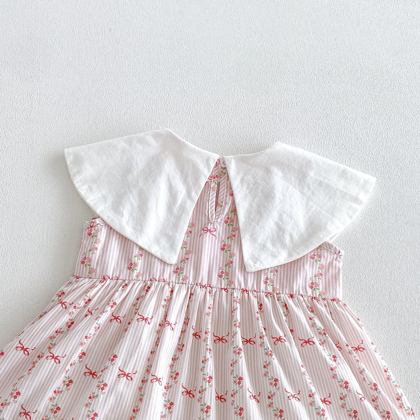 Design Summer Baby Kids Girls Sleeveless Flowers and Striped Pattern Bodysuit Dress