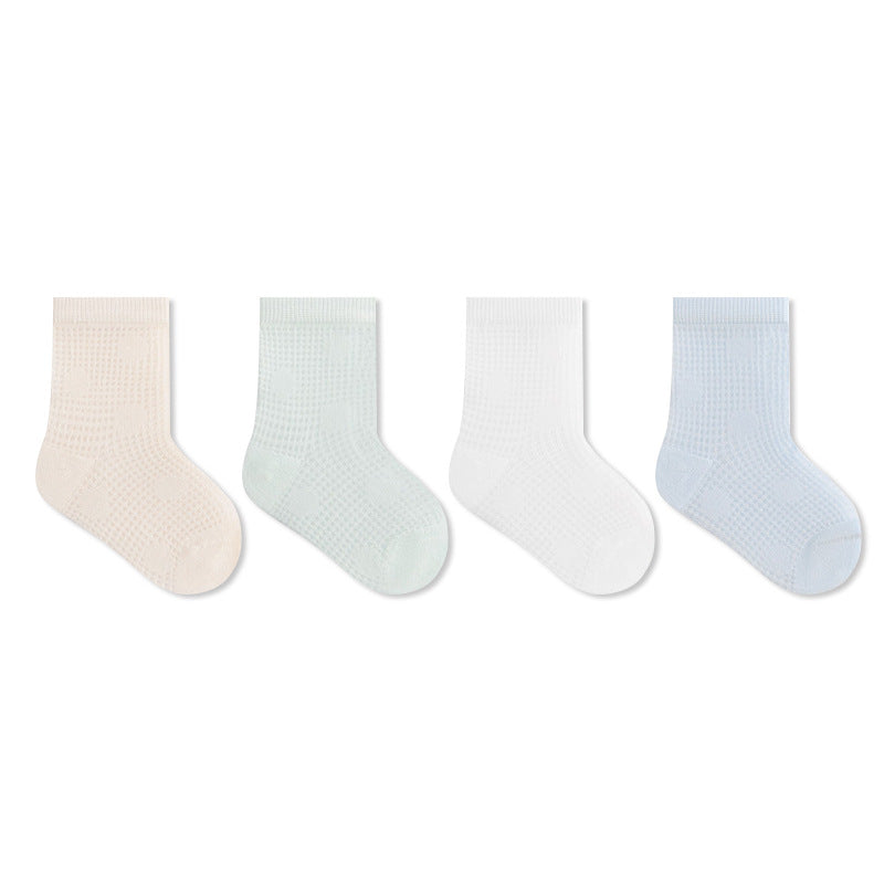 Summer and Spring Baby Kids Breathable Solid Color Socks Set, MyKids-USA®, Baby & Toddler Socks & Tights, MyKids-USA - Size/Age - XS (0-6M) - Color - Blue -  -  - TR2605132258-C.