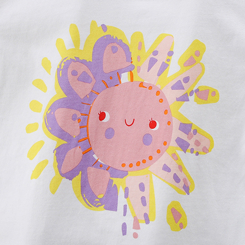 Summer Baby Kids Cartoon Sunshine Pattern T-shirt and Striped Shorts Clothing Set for Girls, MyKids-USA®, Baby & Toddler Outfits, MyKids-USA -  -  -  -  -  -  - 