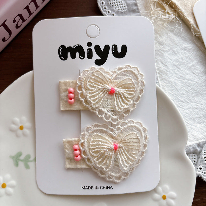 Collection of Flowers Embroidered Hair Clips, MyKids-USA®, Hair Pins, Claws & Clips, MyKids-USA - Size/Age - Average Size (0-12Y） - Color - Beige -  -  - TR2605022133-A.