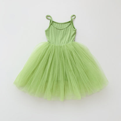 Summer Baby Kids Girls Sleeveless Plain Tulle Patchwork Strap Dress, MyKids-USA®, Baby & Children's Dresses, MyKids-USA - Size/Age - 80 (9-12M) - Color - Green -  -  - TR2605152315-B.