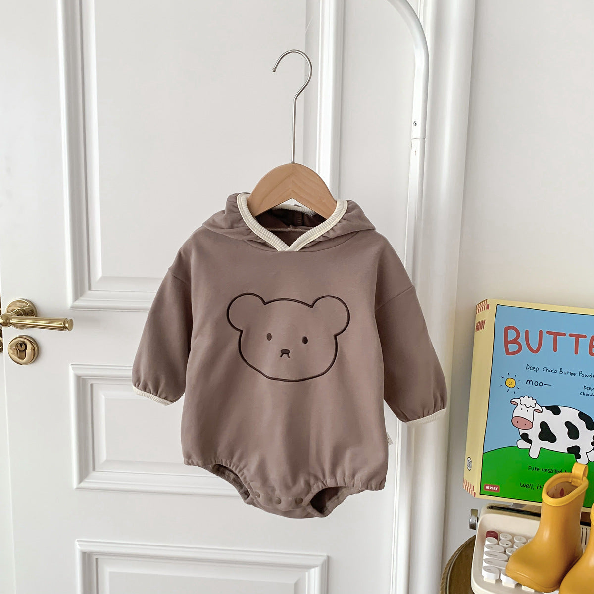 Autumn Arrival Baby Unisex Long Sleeves Teddy Bear Pattern Onesies with Hood, MyKids-USA®, Baby One-Pieces, MyKids-USA - Size/Age - 66 (3-6M) - Color - Coffee -  -  - TR2510202326-B