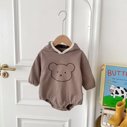 Autumn Arrival Baby Unisex Long Sleeves Teddy Bear Pattern Onesies with Hood, MyKids-USA®, Baby One-Pieces, MyKids-USA - Size/Age - 66 (3-6M) - Color - Coffee -  -  - TR2510202326-B