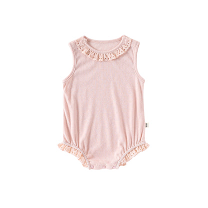 Summer Arrival Baby Girls Hollow-out Pattern Onesies Bodysuits with Collar, MyKids-USA®, Baby One-Pieces, MyKids-USA - Size/Age - 66 (3-6M) - Color - Pink -  -  - TR2505212342-C