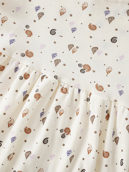 Summer Baby Kids Girls Short Sleeves Shells Pattern Dress