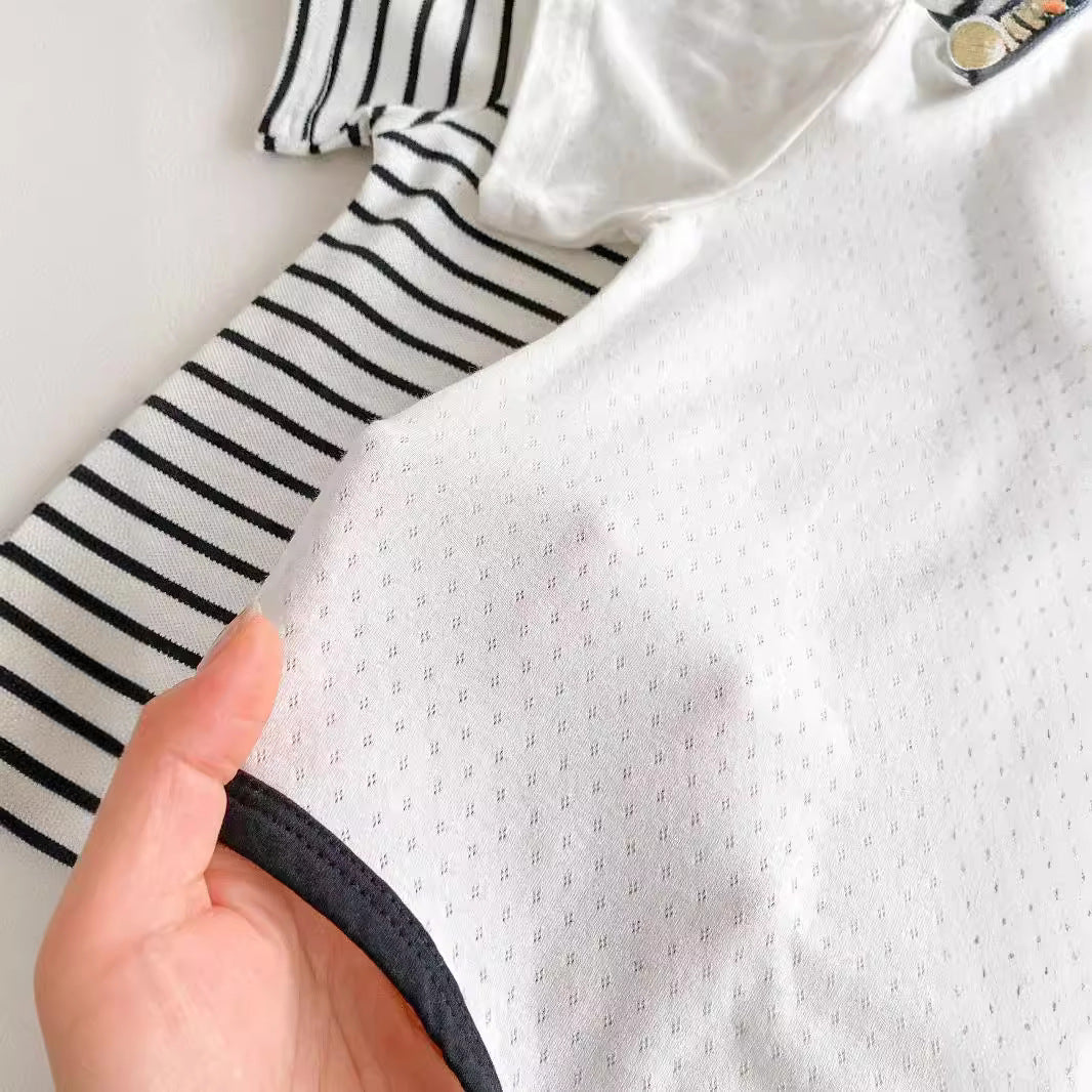 Summer Arrival Baby Unisex Casual Striped/Color Patchwork Short Sleeves Onesies, MyKids-USA®, Baby One-Pieces, MyKids-USA -  -  -  -  -  -  - 