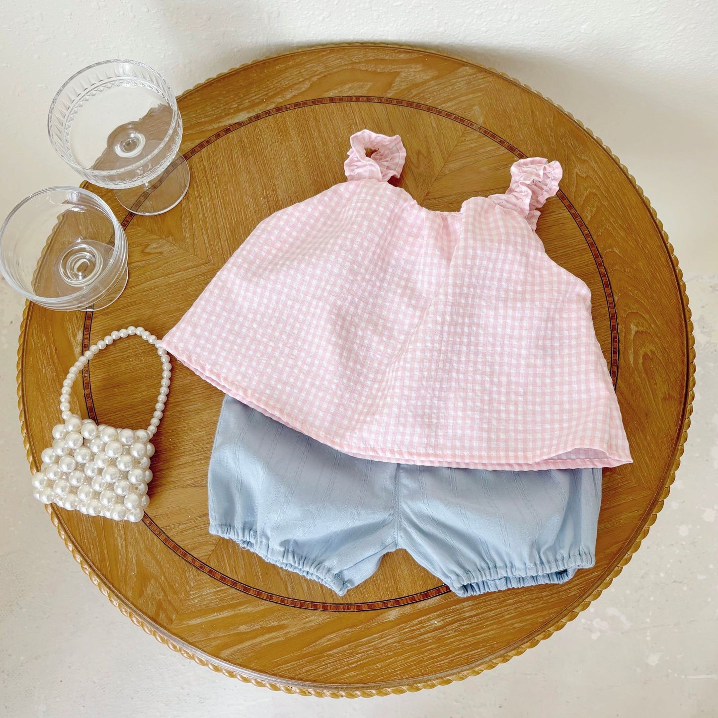 Summer Baby Kids Plaid Pattern Sleeveless Top Vest with Shorts Clothing Set for Girls, MyKids-USA®, Baby & Toddler Outfits, MyKids-USA -  -  -  -  -  -  - 