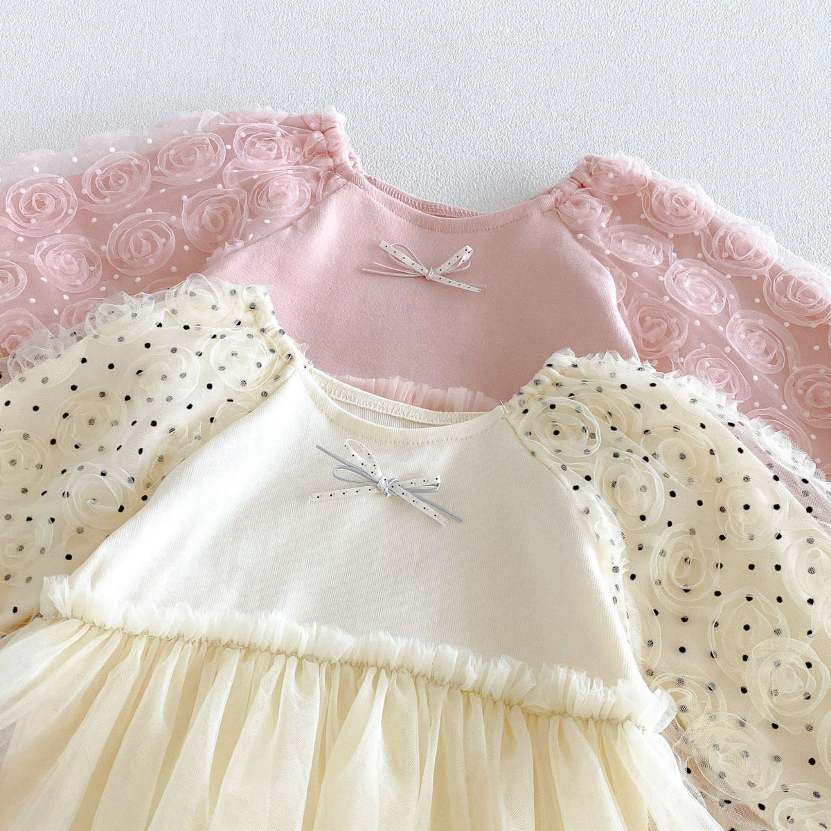 MyKids-USA® Autumn Arrival Baby Girls Long Sleeves Cute Tulle Patchwork Bodysuit Dress