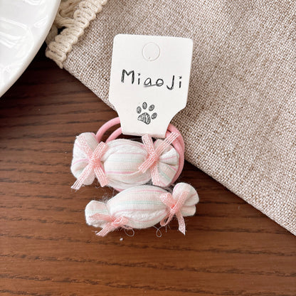 Collection of 2 Versatile Cute Shape Decorated Striped Hair Ties and Hair Clips, MyKids-USA®, Ponytail Holders, MyKids-USA - Size/Age - Average Size (0-12Y） - Color - Beige -  -  - TR2602262005-A.
