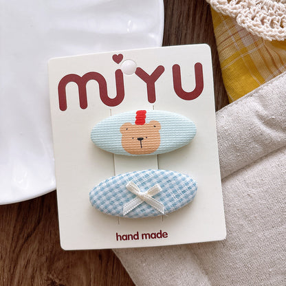 Collection of 2 Versatile Animals and Plaid Pattern Hair Clips, MyKids-USA®, Hair Pins, Claws & Clips, MyKids-USA - Size/Age - Average Size (0-12Y） - Color - Blue -  -  - TR2601081529-A.
