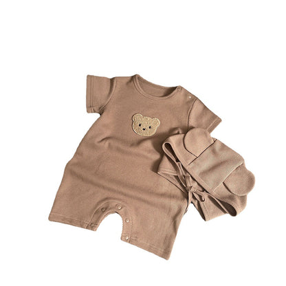 Summer Arrival Baby Unisex Teddy Bear Pattern Short Sleeves Rompers, MyKids-USA®, Baby One-Pieces, MyKids-USA - Size/Age - 66 (3-6M) - Color - Coffee -  -  - TR2506161804-B