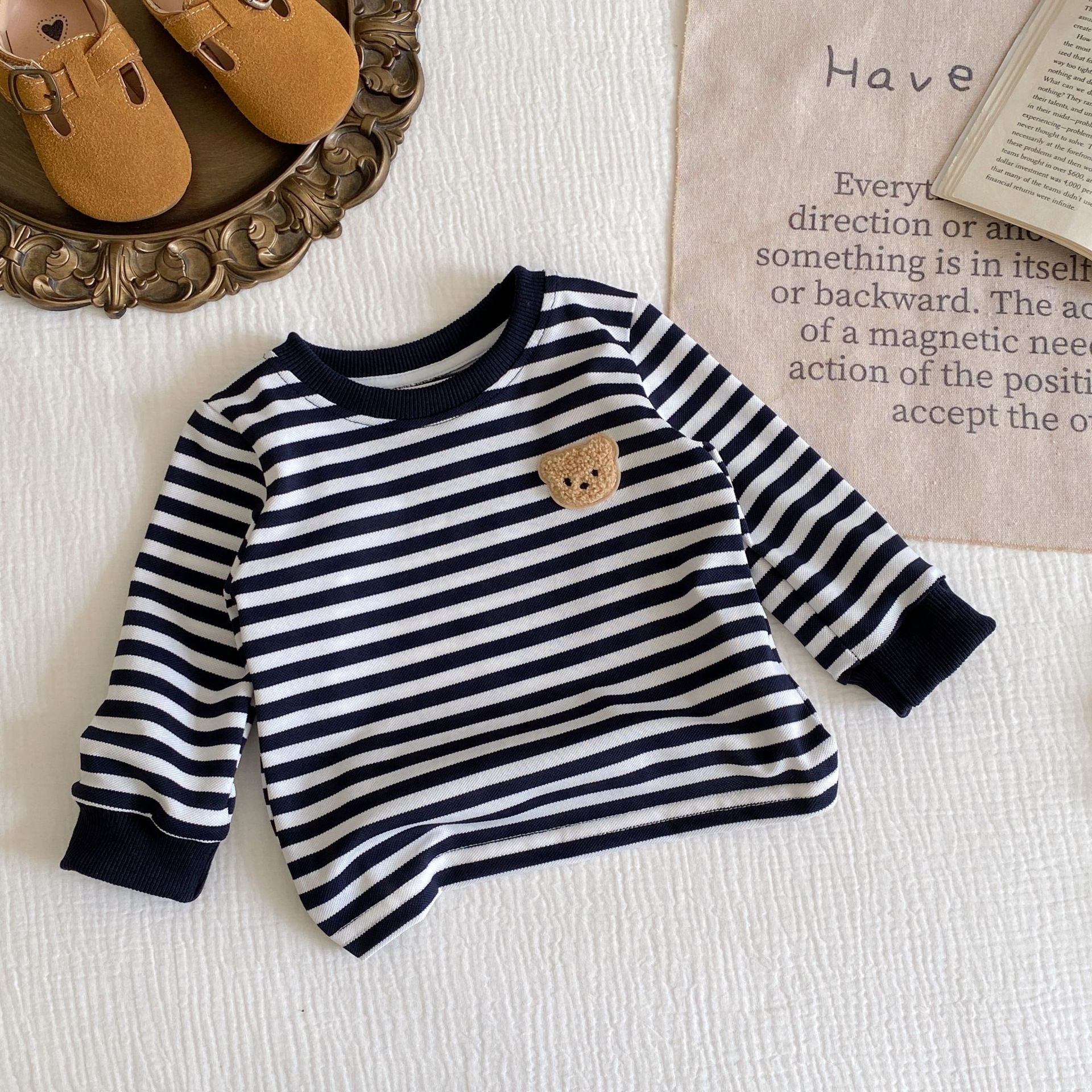 Autumn and Spring Baby Long Sleeves Cute Cartoon and Striped Pattern Pullover and Plain Pants Clothing Set, MyKids-USA®, Baby & Toddler Outfits, MyKids-USA -  -  -  -  -  -  - .