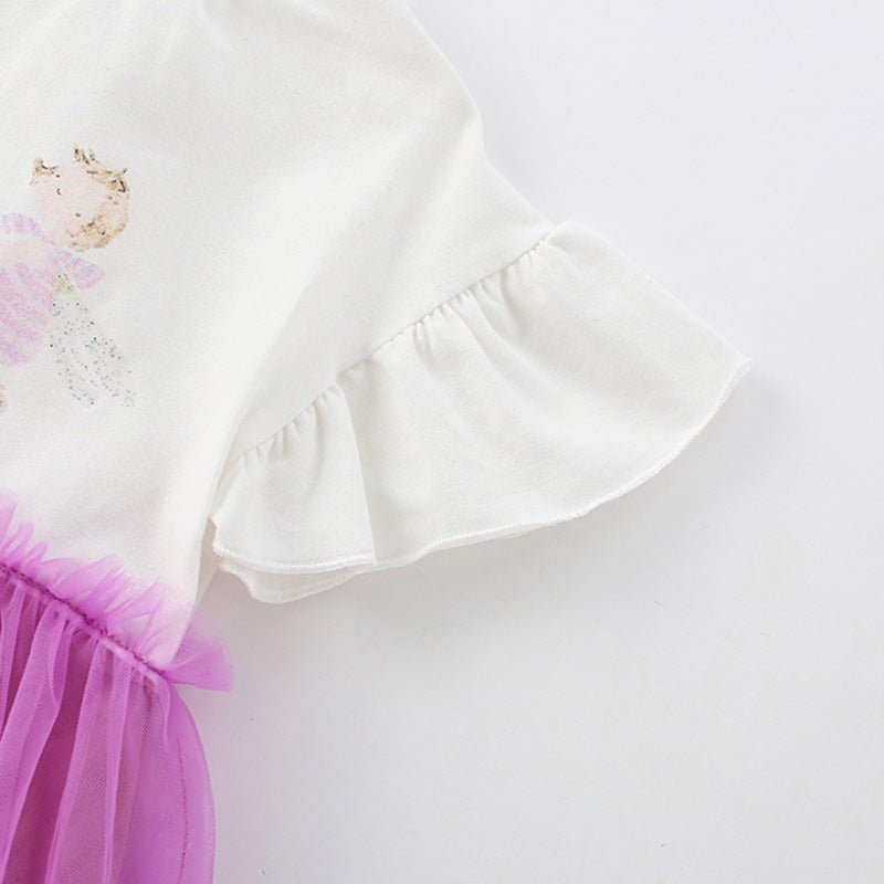 Summer Arrival Cartoon Pattern Fly Sleeves Tulle Patchwork Dress for Stylish Girls, MyKids-USA®, Baby & Toddler Dresses, MyKids-USA -  -  -  -  -  -  - 