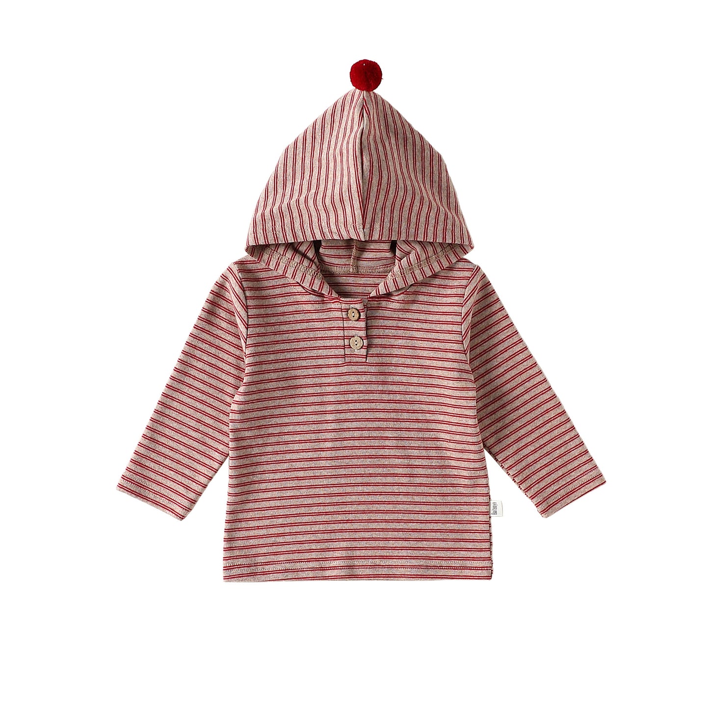 Autumn Arrival Baby Kids Unisex Striped Pattern Long Sleeves Hooded Top, MyKids-USA®, Hoodies, MyKids-USA - Size/Age - 73 (6-9M) - Color - Red -  -  - TR2509272351-C